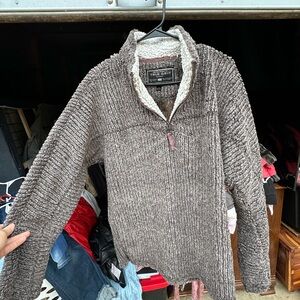 True Grit Men's Textured Zip-Up Sweater - Brown